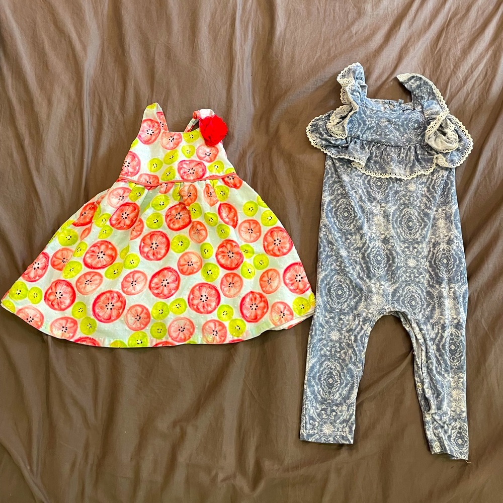 18M Fruit Dress and Tie Dye Jumpsuit Bundle